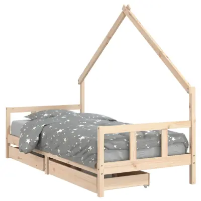 Otroški posteljni okvir - Otroški ležaj s predali 90x200 cm trdna borovina-J2782