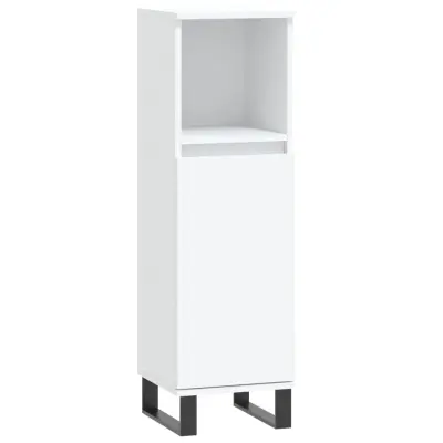 Kopalniška omarica - Kopalniški kabinet bela 30x30x100 cm inženirski les