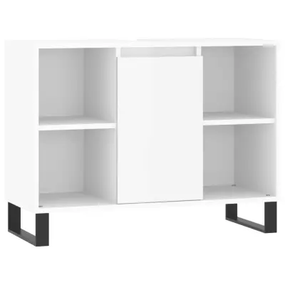 Kopalniška omarica - Kopalniški kabinet visok sijaj bela 80x33x60 cm inženirski les