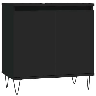 Kopalniška omarica - Kopalniški kabinet črna 58x33x60 cm inženirski les