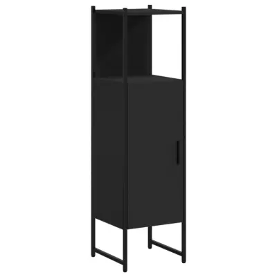Kopalniška omarica - Kopalniški kabinet črna 33x33x120,5 cm inženirski les