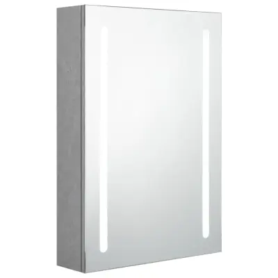 LED Kopalniška omarica - Kopalniški kabinet z ogledalom betonsko siva 50x13x70 cm