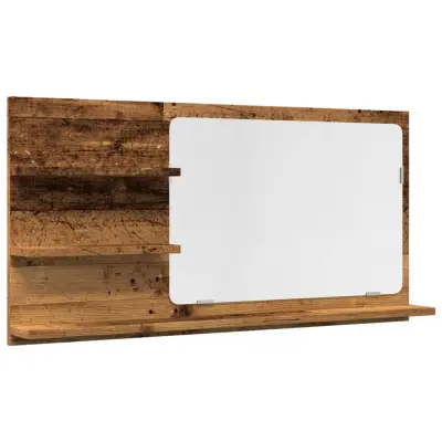 Kopalniška omarica - Kopalniški kabinet z ogledalom starinski les 90x11x45 cm les