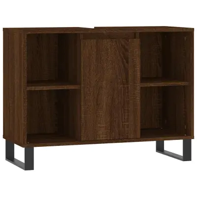 Kopalniška omarica - Kopalniški kabinet rjavi hrast 80x33x60 cm inženirski les