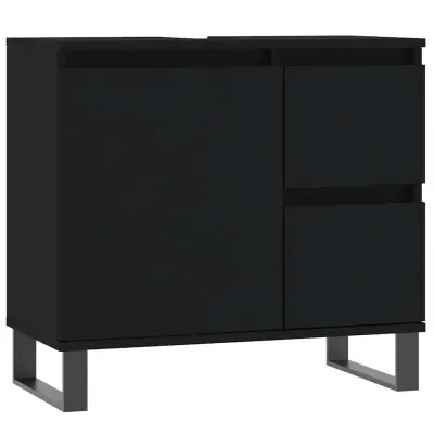 Kopalniška omarica - Kopalniški kabinet črna 65x33x60 cm inženirski les