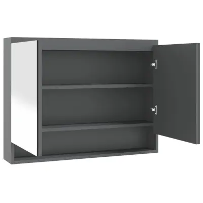 Kopalniška omarica - Kopalniški kabinet z ogledalom 80x15x60 cm MDF siva