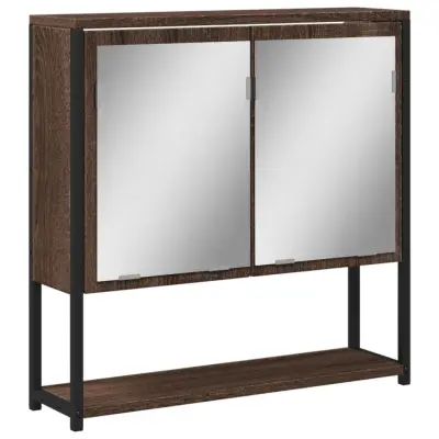Kopalniška omarica - Kopalniški kabinet z ogledalom rjavi hrast 60x16x60 cm