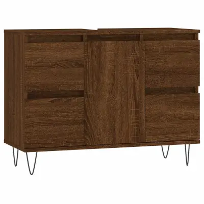 Kopalniška omarica - Kopalniški kabinet rjavi hrast 80x33x60 cm inženirski les