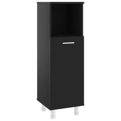 Kopalniška omarica - Kopalniški kabinet črna 30x30x95 cm inženirski les