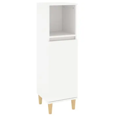 Kopalniška omarica - Kopalniški kabinet bela 30x30x100 cm inženirski les