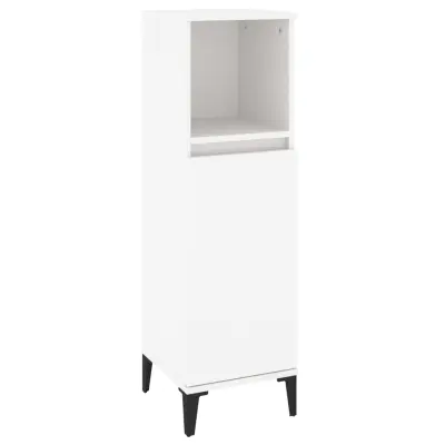Kopalniška omarica - Kopalniški kabinet bela 30x30x100 cm inženirski les