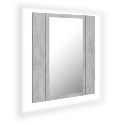 LED Kopalniška omarica - Kopalniški kabinet z ogledalom betonsko siva 40x12x45 akril