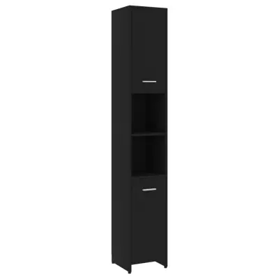 Kopalniška omarica - Kopalniški kabinet črna 30x30x183,5 cm iverna plošča