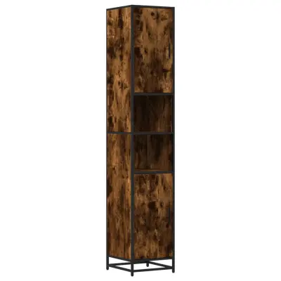Kopalniška omarica - Kopalniški kabinet dimljeni hrast 35x37,5x188,5 cm inž. les