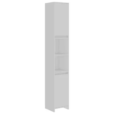 Kopalniška omarica - Kopalniški kabinet bela 30x30x183,5 cm iverna plošča