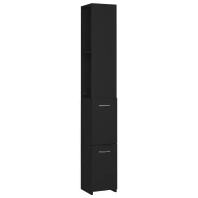 Kopalniška omarica - Kopalniški kabinet črna 25x26,5x170 cm inženirski les
