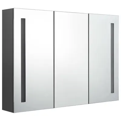 LED Kopalniška omarica - Kopalniški kabinet z ogledalom 89x14x62 cm siva