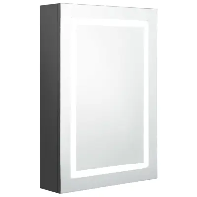 LED Kopalniška omarica - Kopalniški kabinet z ogledalom siva 50x13x70 cm