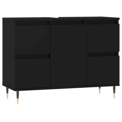 Kopalniška omarica - Kopalniški kabinet črna 80x33x60 cm inženirski les