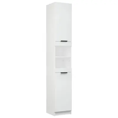 Kopalniška omarica - Kopalniški kabinet bela 32x34x188,5 cm konstruiran les