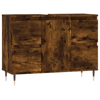 Kopalniška omarica - Kopalniški kabinet dimljeni hrast 80x33x60 cm inženirski les