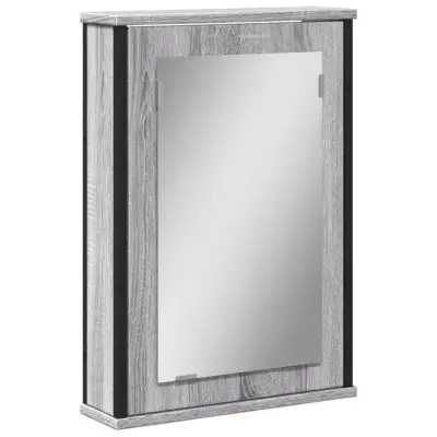 Kopalniška omarica - Kopalniški kabinet ogledalo siva sonoma 42x12x60 cm inženirski les