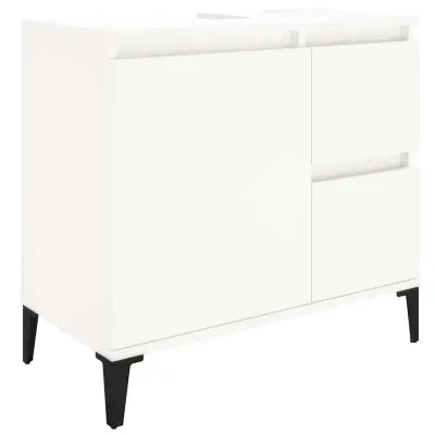 Kopalniška omarica - Kopalniški kabinet bela 65x33x60 cm inženirski les