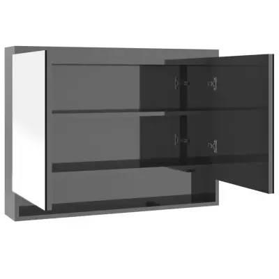 Kopalniška omarica - Kopalniški kabinet z ogledalom 80x15x60 cm MDF sijoče siva