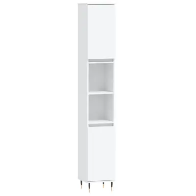 Kopalniška omarica - Kopalniški kabinet bela 30x30x190 cm inženirski les
