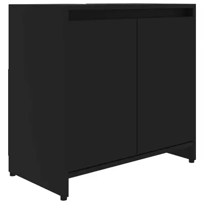 Kopalniška omarica - Kopalniški kabinet črna 60x33x61 cm iverna plošča