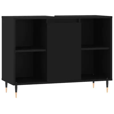 Kopalniška omarica - Kopalniški kabinet črna 80x33x60 cm inženirski les