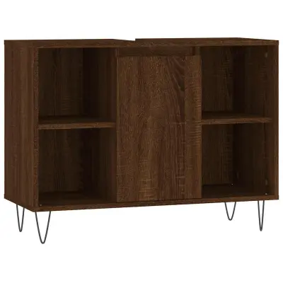 Kopalniška omarica - Kopalniški kabinet rjavi hrast 80x33x60 cm inženirski les