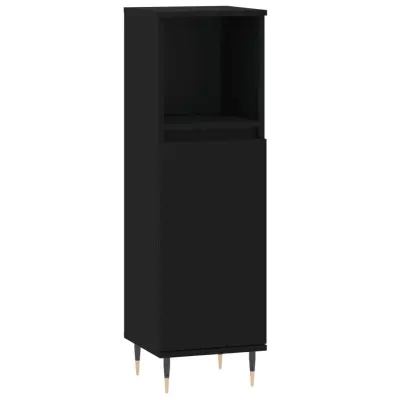 Kopalniška omarica - Kopalniški kabinet črna 30x30x100 cm inženirski les