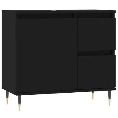 Kopalniška omarica - Kopalniški kabinet črna 65x33x60 cm inženirski les