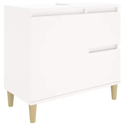 Kopalniška omarica - Kopalniški kabinet bela 65x33x60 cm inženirski les