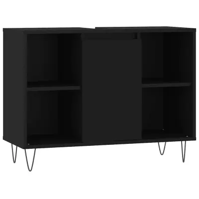 Kopalniška omarica - Kopalniški kabinet črna 80x33x60 cm inženirski les