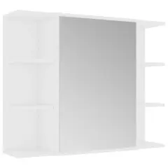 Kopalniška omarica - Kopalniški kabinet z ogledalom bela 80x20,5x64cm inženirski les