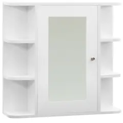 Kopalniška omarica - Kopalniški kabinet z ogledalom bela 66x17x63 cm MDF