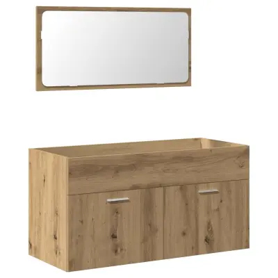Kopalniška omarica - Kopalniški kabinet z ogledalom artisan hrast inženirski les