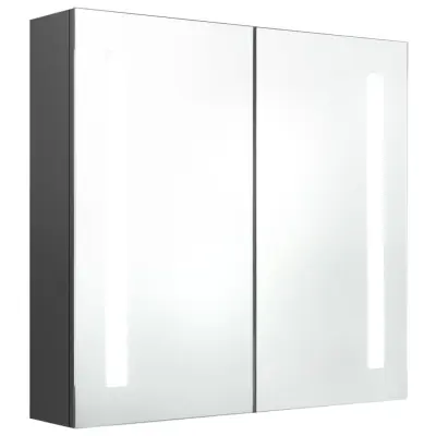 LED Kopalniška omarica - Kopalniški kabinet z ogledalom siva 62x14x60 cm