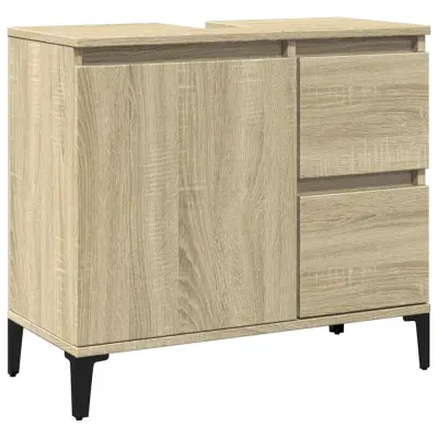 Kopalniška omarica - Kopalniški kabinet sonoma hrast 65x33x60 cm inženirski les