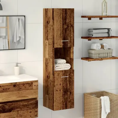 Kopalniška viseča omarica - Kopalniške omarice starinski les 30x30x130 cm inž. les