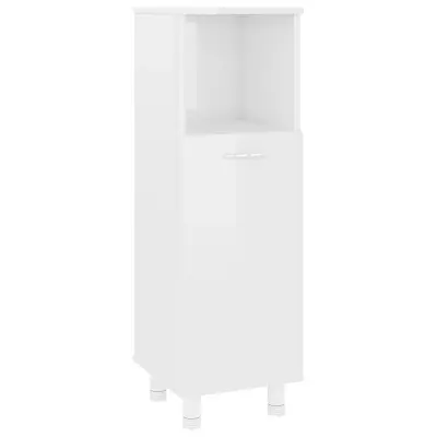 Kopalniška omarica - Kopalniški kabinet visok sijaj bela 30x30x95 cm iverna plošča
