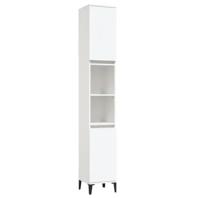Kopalniška omarica - Kopalniški kabinet bela 30x30x190 cm inženirski les