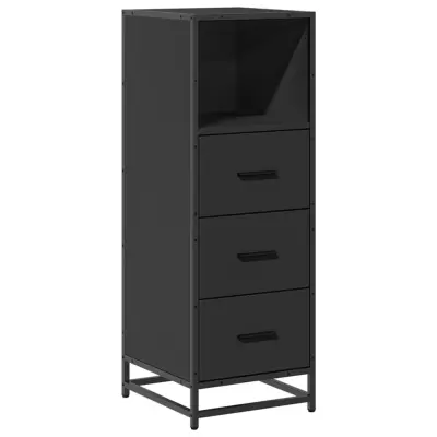 Kopalniška omarica - Kopalniški kabinet črna 35x37,5x100 cm inženirski les
