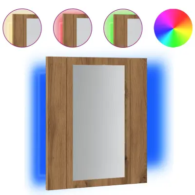 LED Kopalniška omarica - Kopalniški kabinet z ogledalom artisan hrast 40x12x45 cm