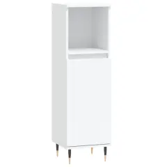 Kopalniška omarica - Kopalniški kabinet bela 30x30x100 cm inženirski les
