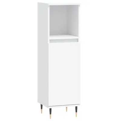 Kopalniška omarica - Kopalniški kabinet bela 30x30x100 cm inženirski les