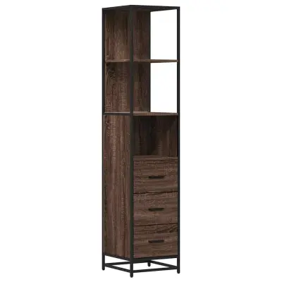 Kopalniška omarica - Kopalniški kabinet rjavi hrast 35x37,5x166 cm inženirski les