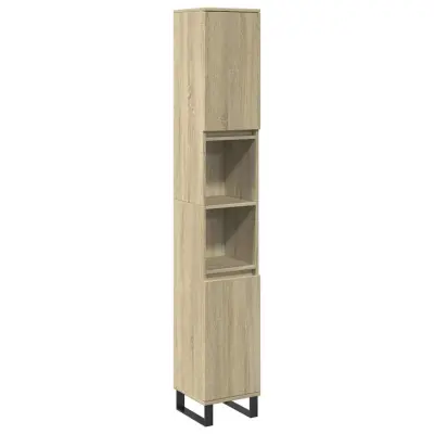 Kopalniška omarica - Kopalniški kabinet sonoma hrast 30x30x190 cm inženirski les
